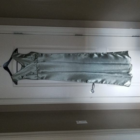 Custom Made Crepe Back Satin Evening Gown Olive Green Size S - Picture 1 of 7